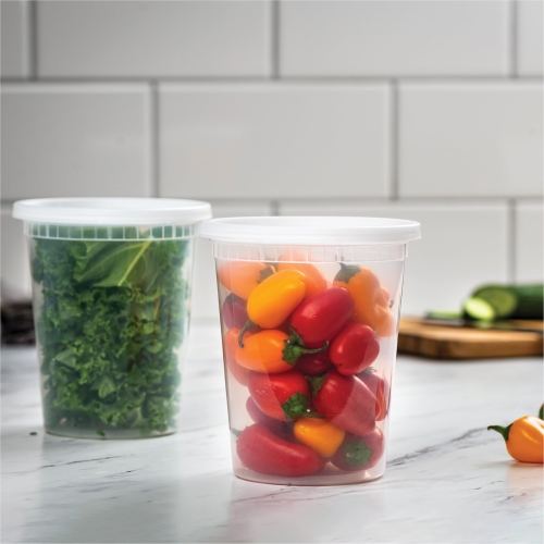 [48 Sets -32 oz.] Plastic Deli Food Storage Containers with Airtight Lids - Soup Containers with Lids