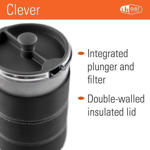 GSI Outdoors, 30 Fl Oz JavaPress, French Press Coffee Maker for Camping and Travel, Graphite