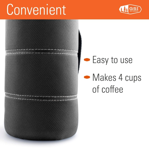 GSI Outdoors, 30 Fl Oz JavaPress, French Press Coffee Maker for Camping and Travel, Graphite