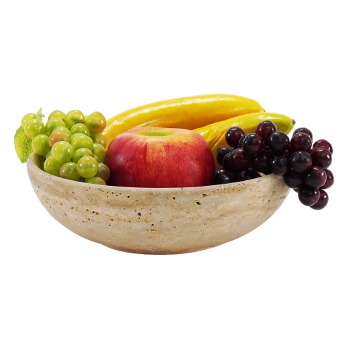 SPESHSTONES Travertine Marble Fruit Bowl - 8" / 20 cm Modern Kitchen Table Handmade Fruits Holder