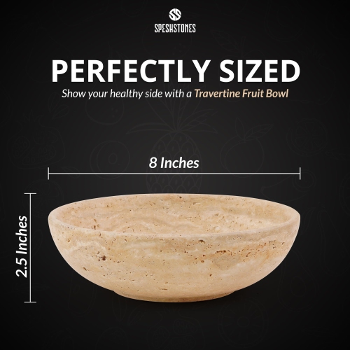 SPESHSTONES Travertine Marble Fruit Bowl - 8" / 20 cm Modern Kitchen Table Handmade Fruits Holder