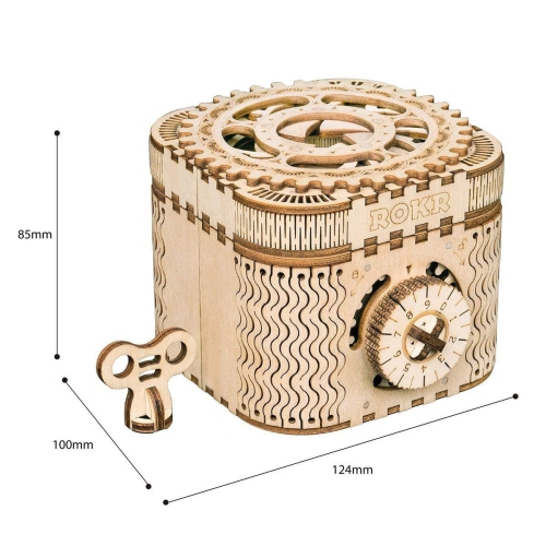 ROKR 3D Wooden Puzzle Mechanical Treasure Box Model DIY Brain Teaser Projects for Adult Kid Age 14+