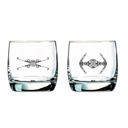 Ensemble en verre Star Wars - X-Wing et TIE Fighter - Ensemble cadeau de collection de 2 verres - Capacité 10&nbsp;oz - Design classique - Hea.