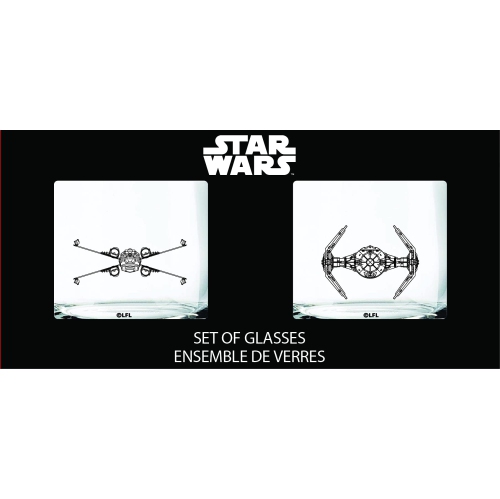 Ensemble en verre Star Wars - X-Wing et TIE Fighter - Ensemble cadeau de collection de 2 verres - Capacité 10&nbsp;oz - Design classique - Hea.