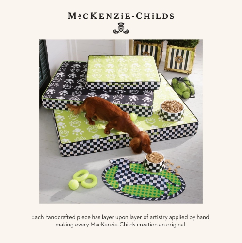 MACKENZIE-CHILDS Pet Bowl, Cute Cat and Dog Bowl for Food and Water, Black-and-White Courtly Check, Medium