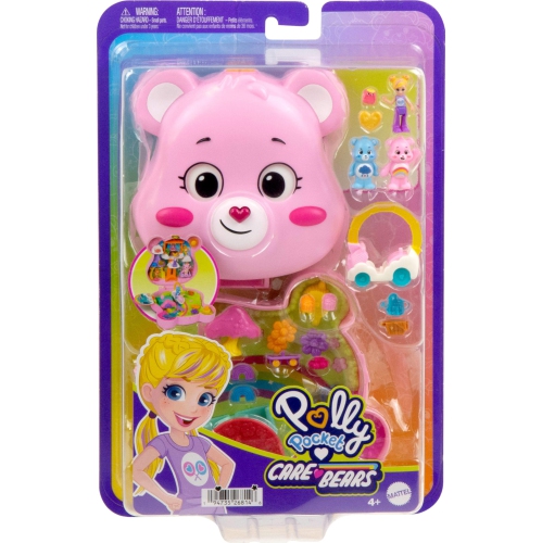 Polly Pocket x Care Bears Dolls & Playset with Toy Car and Themed Accessories, Travel Toy, Partnership Compact