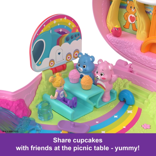 Polly Pocket x Care Bears Dolls & Playset with Toy Car and Themed Accessories, Travel Toy, Partnership Compact