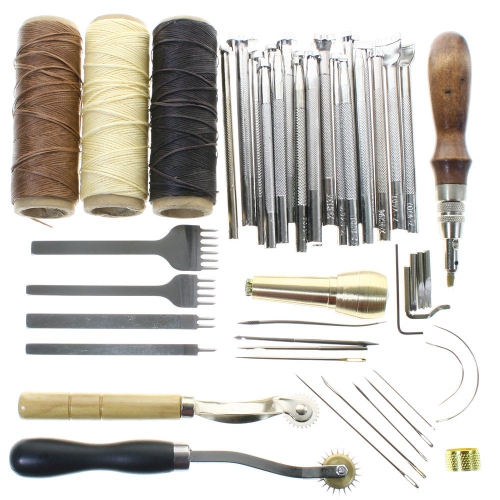 BIGTEDDY  - Leathercraft Basic Accessories Tools Kit for Hand Sewing Stitching Wheels And Stamping Set