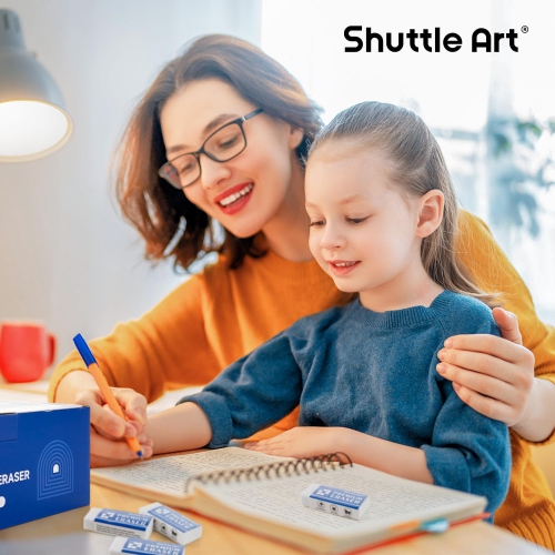 Shuttle Art 72 Pack Premium Erasers Bulk, White Classroom Set for Kids Teachers as School and Office Supplies