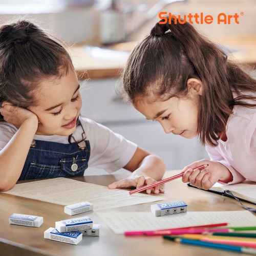 Shuttle Art 72 Pack Premium Erasers Bulk, White Classroom Set for Kids Teachers as School and Office Supplies