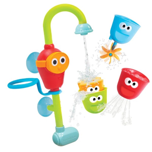 Yookidoo Toddler Bath Toy - Flow N Fill Spout - Three Stackable Play Cups and Water Spray Spout for Kids Bathtime Fun