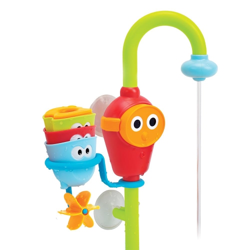 Yookidoo Toddler Bath Toy - Flow N Fill Spout - Three Stackable Play Cups and Water Spray Spout for Kids Bathtime Fun