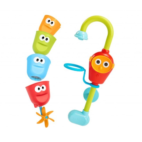 Yookidoo Toddler Bath Toy - Flow N Fill Spout - Three Stackable Play Cups and Water Spray Spout for Kids Bathtime Fun