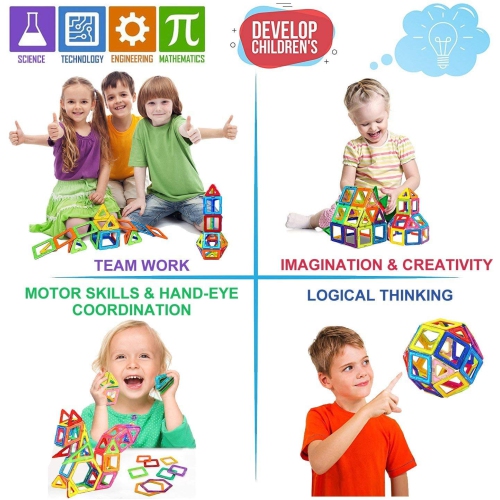 Magnetic Blocks,110 PCS Magnetic Tiles for Boys and Girls, Magnetic Building Blocks Set Educational Toys for Kids