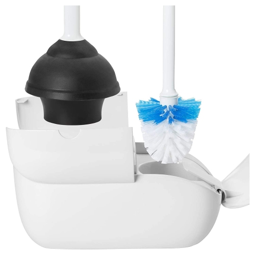 OXO Good Grips Hideaway Toilet Brush and Plunger Combination Set, White