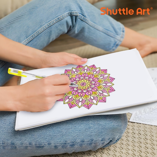 Shuttle Art – Ensemble de 240 stylos à gel scintillant, ensemble de stylos à gel scintillant 120 couleurs avec 120 recharges pour livres à colorier