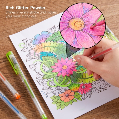 Shuttle Art – Ensemble de 240 stylos à gel scintillant, ensemble de stylos à gel scintillant 120 couleurs avec 120 recharges pour livres à colorier