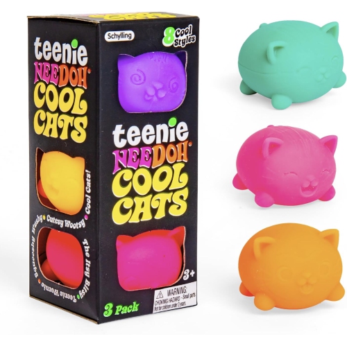 NEEDOH  Schylling - Teenie Cool Cat - Soft Sensory Fidget Toy - Collectible Stress Balls - Ages 3+ - Cctnd