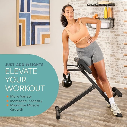 Lifepro SculptTrainer Roman Chair – Adjustable Hyperextension Bench for Strength Training, Back Extensions, Ab Workouts & Sit-Ups – Foldable for Home