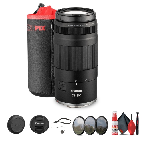 CANON  Rf 75-300MM F4-5.6 Lens + 58MM 3 PC Filter Kit + Large Lens Case + More (Bundle)