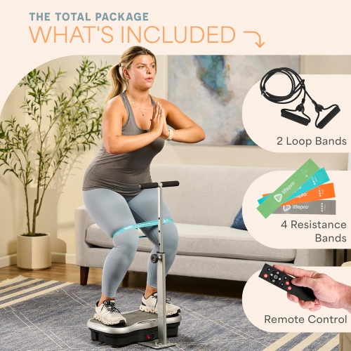 Lifepro TrimLite Vibration Plate Exercise Machine with Handlebars – Whole Body Vibrating Platform for Weight Loss,Lymphatic Drainage & Recovery-99