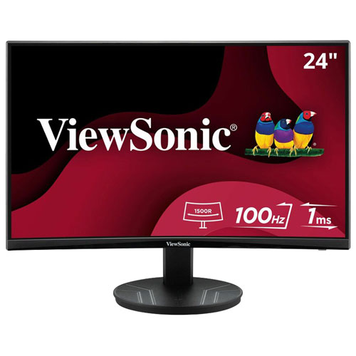 ViewSonic 24" FHD 100Hz 4ms GTG Curved VA LED Gaming Monitor (VA2416C) - Black