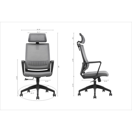 Brassex Dakoda High-Back Fabric Office Chair - Grey