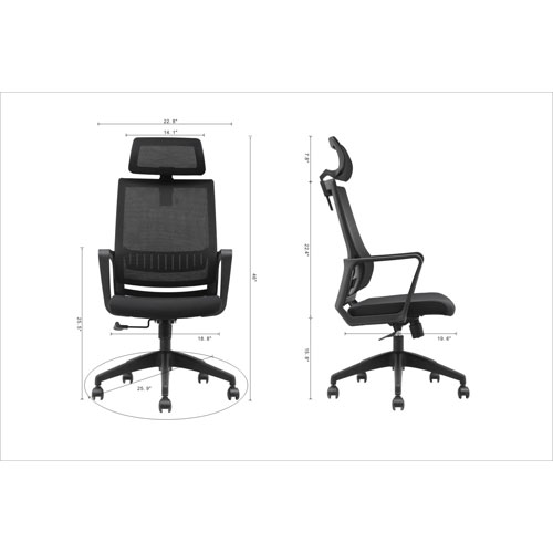 Brassex Jackson High-Back Fabric Office Chair - Black