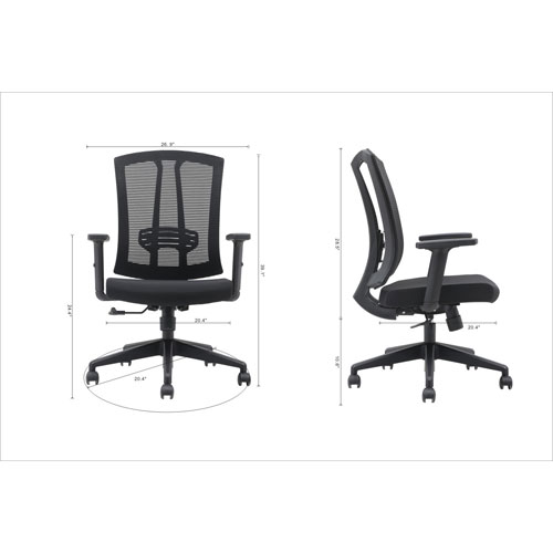Fauteuil de bureau ergonomique à dossier haut en tissu Milo de Brassex - Noir