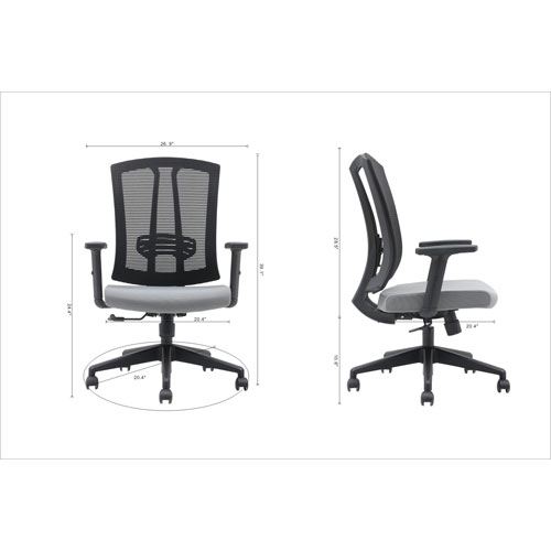 Fauteuil de bureau ergonomique à dossier haut en tissu Milo de Brassex - Gris