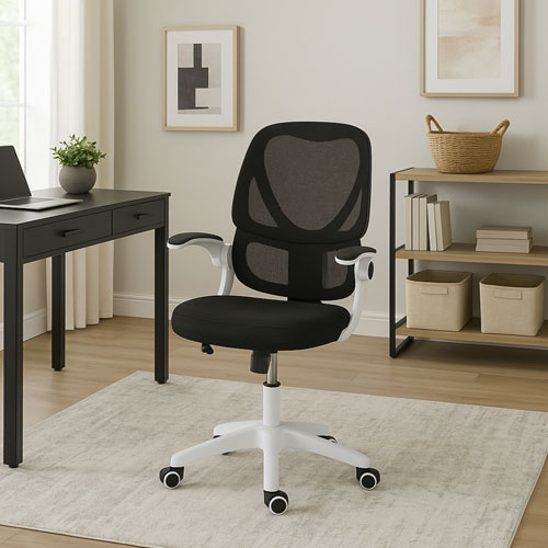 Brassex Ivy Ergonomic High-Back Fabric Office Chair - Black