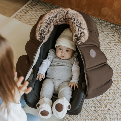 Petit Coulou Winter Cover for Infant Car Seats - Coffee