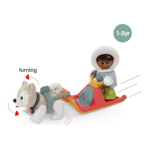 Tolo Baby First Friends Posable Toy Sledge Set - Polar Boy and Husky