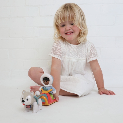Tolo Baby First Friends Posable Toy Sledge Set - Polar Boy and Husky