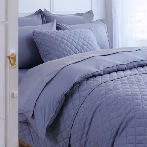 Ocean Fine Bedding Quilted Coverlet Twin; 300 TC, Soft, Breathable and Eco-Conscious, Blue