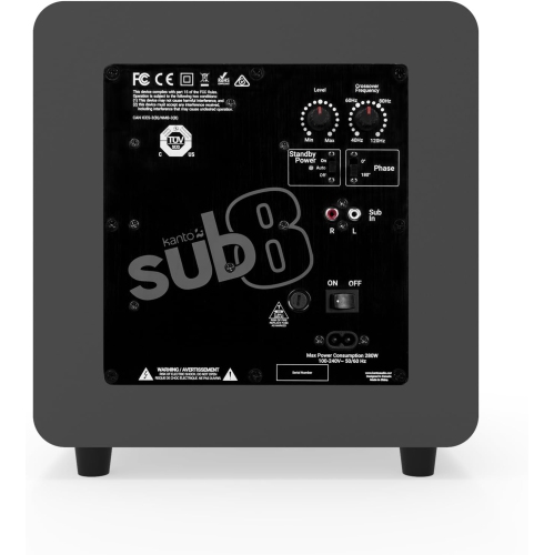 Kanto 300&nbsp;W - Haut-parleur d'extrêmes graves amplifié SUB8VMG 8&nbsp;po, gris mat