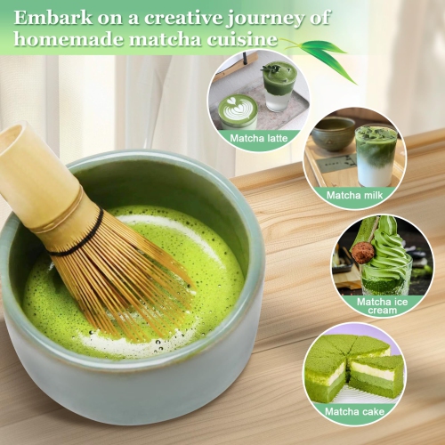 Ensemble à thé Matcha de 5 pièces, ensemble Matcha, fouet matcha, deux cuillères Matcha, tamis matcha, Support en céramique pour fouet Meilleur