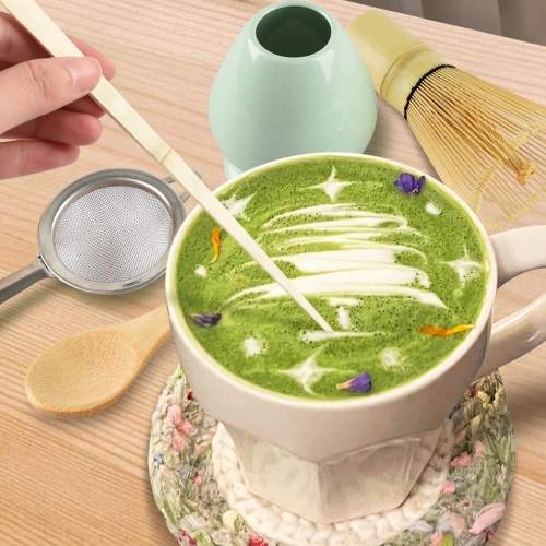 Ensemble à thé Matcha de 5 pièces, ensemble Matcha, fouet matcha, deux cuillères Matcha, tamis matcha, Support en céramique pour fouet Meilleur