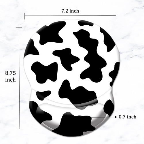 Mouse Pad with Support, Comfortable Durable Computer Mouse Pad Wrist Rest with Non-Slip PU Base for Home Office Working Studying,Cow Style