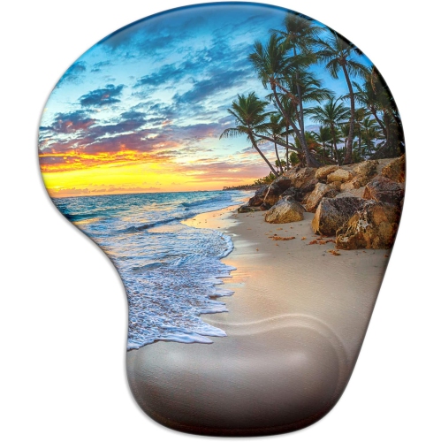 VECELOLIBILIS  Ergonomic Mouse Pad With Gel Wrist Support Wrist Rest Smooth Surface Non-Slip Pu Base Comfortable Office Supplies Pain Relief, Beach