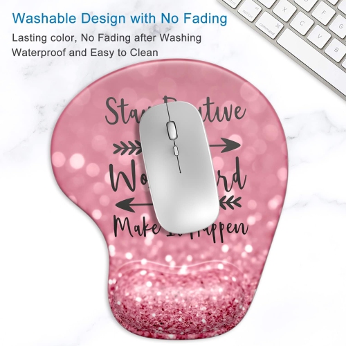 Ergonomic Mouse Pad with Gel Wrist Support Wrist Rest Smooth Surface Non-Slip PU Base Comfortable Office Supplies Pain Relief, Pretty Inspirational