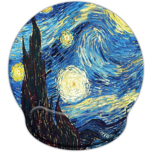 Leather Mouse Pad Wrist Support Ergonomic Memory Foam,Rest Nonslip Mousepad for Office,Gaming,Computer,Starry Night