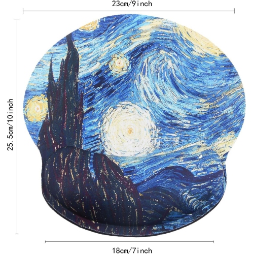 Leather Mouse Pad Wrist Support Ergonomic Memory Foam,Rest Nonslip Mousepad for Office,Gaming,Computer,Starry Night