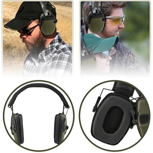 Noise Reduction Safety Earmuffs,Hearing Protection Earmuffs Earmuffs with Headband for Shooting Outdoor Construction Manufacturing green