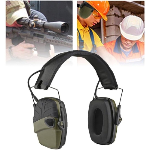 Noise Reduction Safety Earmuffs,Hearing Protection Earmuffs Earmuffs with Headband for Shooting Outdoor Construction Manufacturing green