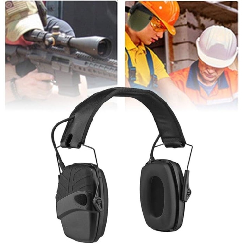 Noise Reduction Safety Earmuffs,Hearing Protection Earmuffs Earmuffs with Headband for Shooting Outdoor Construction Manufacturing black