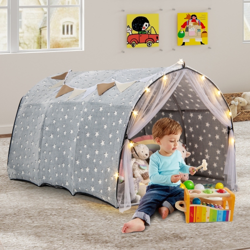 Gymax Kids Bed Tent Children Bed Canopy w/Glow in the dark Fabric Washable Flannel
