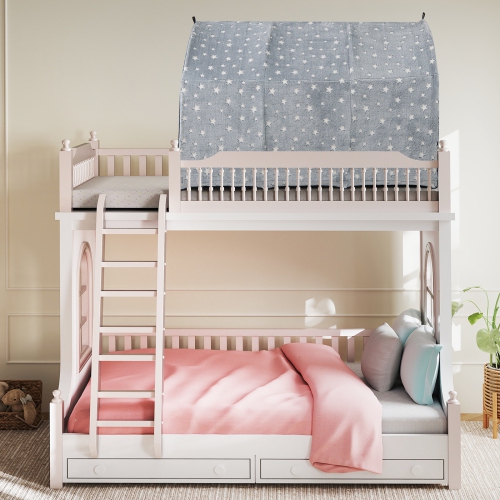 Gymax Kids Bed Tent Children Bed Canopy w/Glow in the dark Fabric Washable Flannel