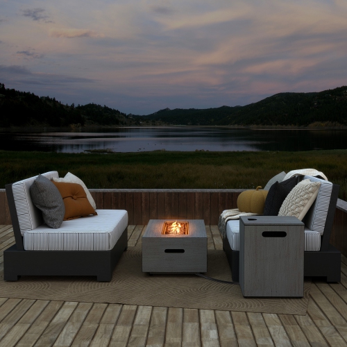 Gymax 42'' Outdoor Rectangular Fire Table 50,000 BTU Propane Gas Fire Pit Table w/ Lid