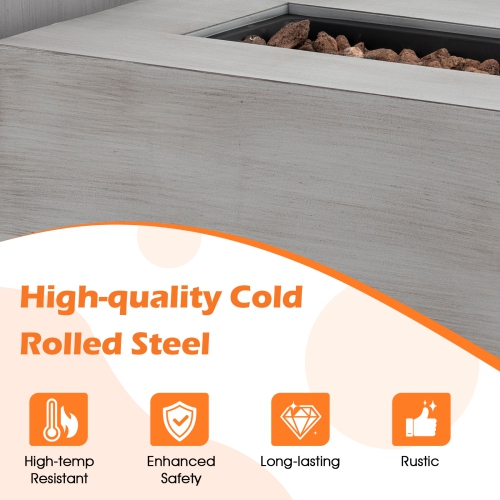 Gymax 42'' Outdoor Rectangular Fire Table 50,000 BTU Propane Gas Fire Pit Table w/ Lid